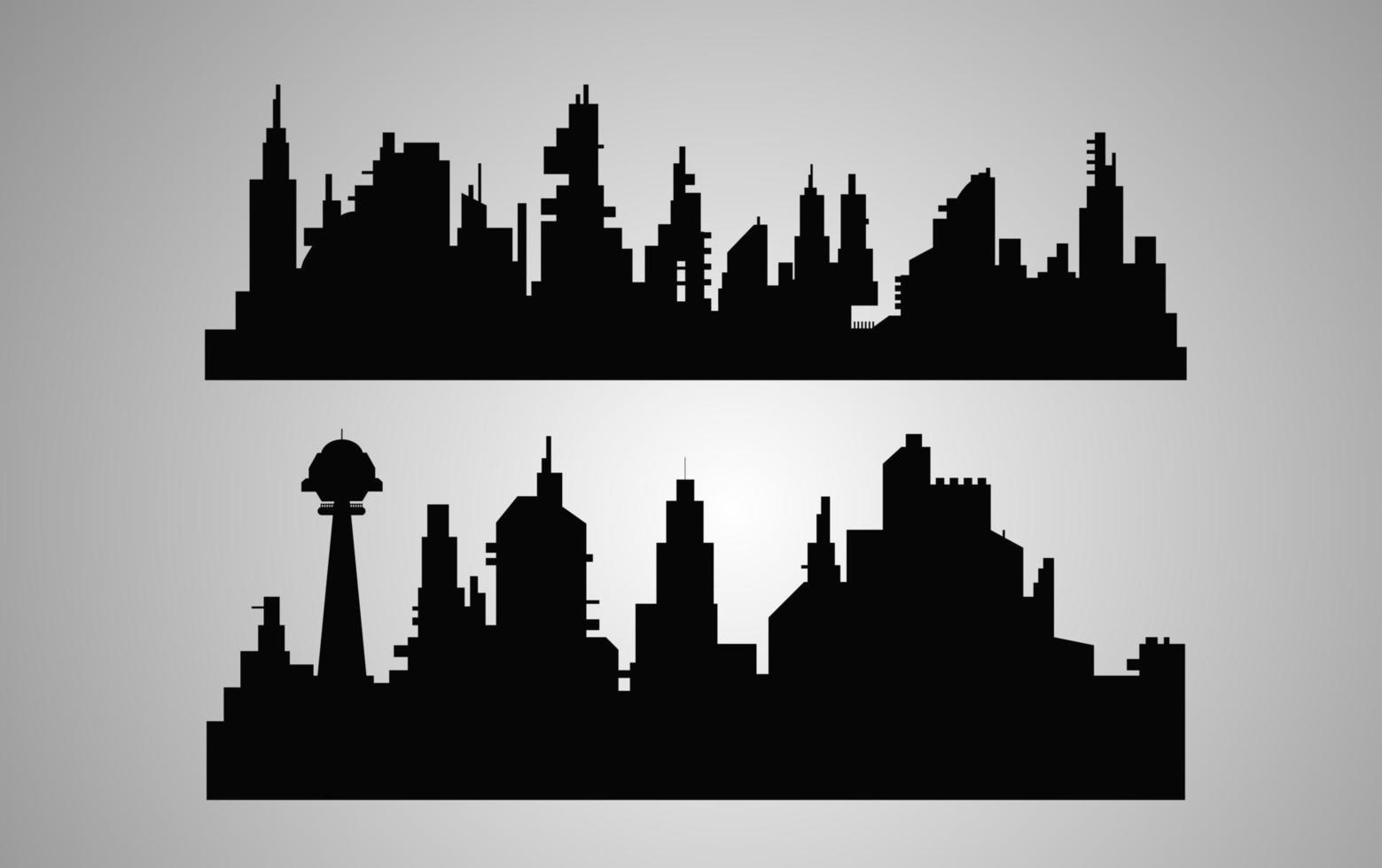 Black city silhouette, landscape vector illustration.