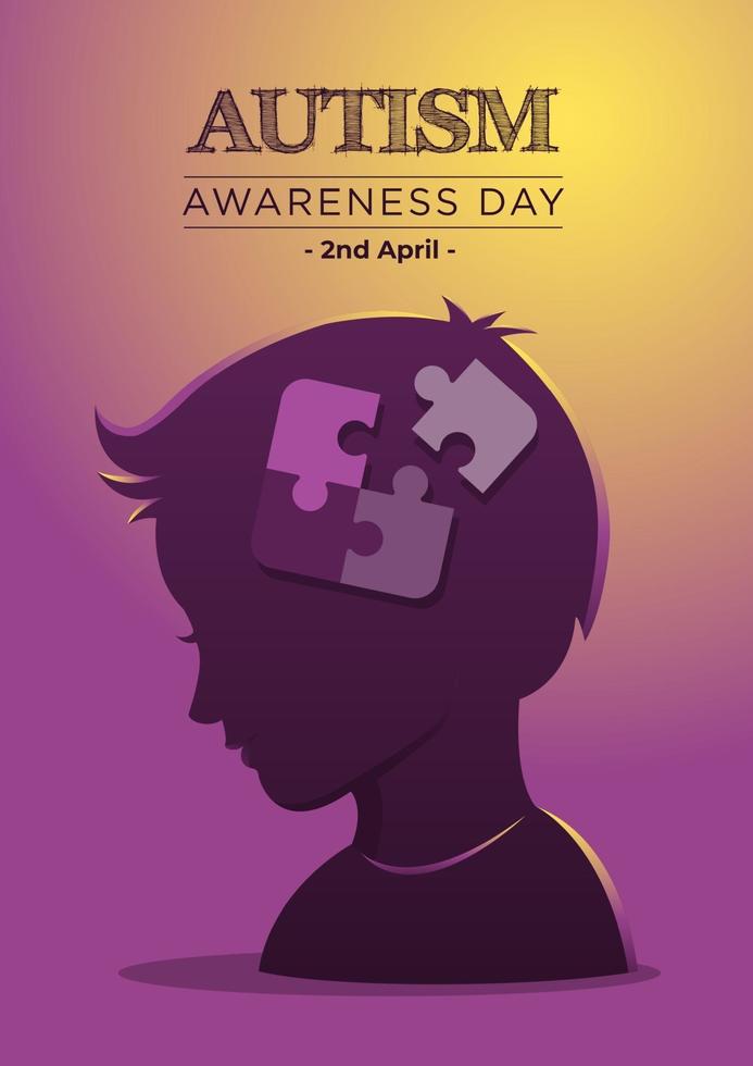 Autism Awareness Day with Puzzle Pieces in Flat Style vector