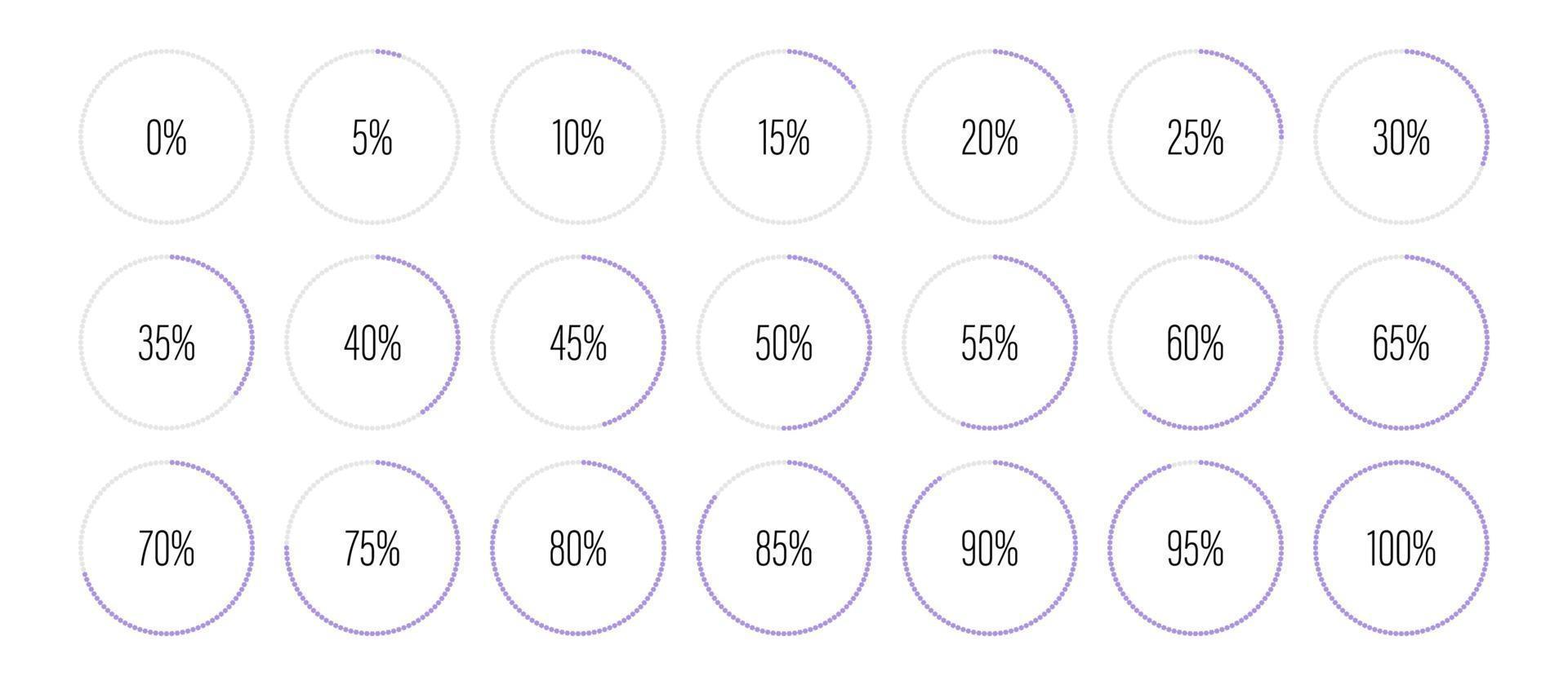 Set of circle percentage diagrams vector