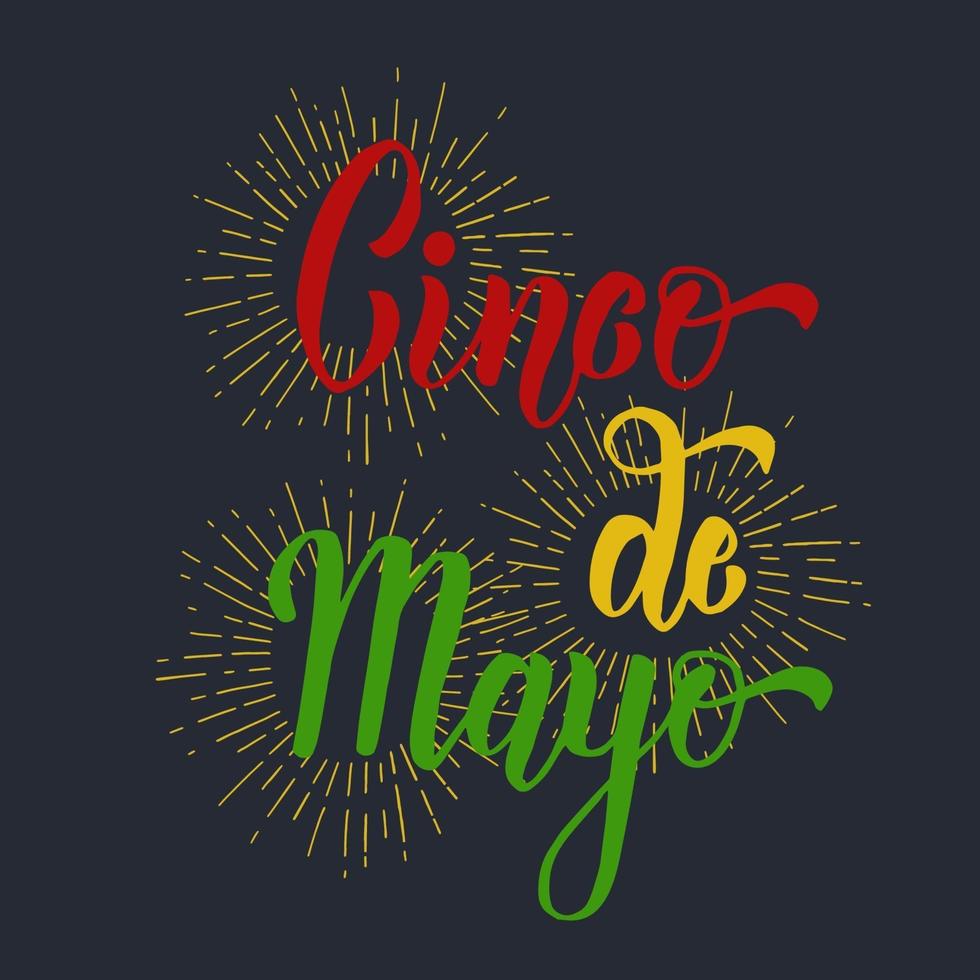 cinco de mayo letras hechas a mano. ilustración de la vendimia del color del vector en negro