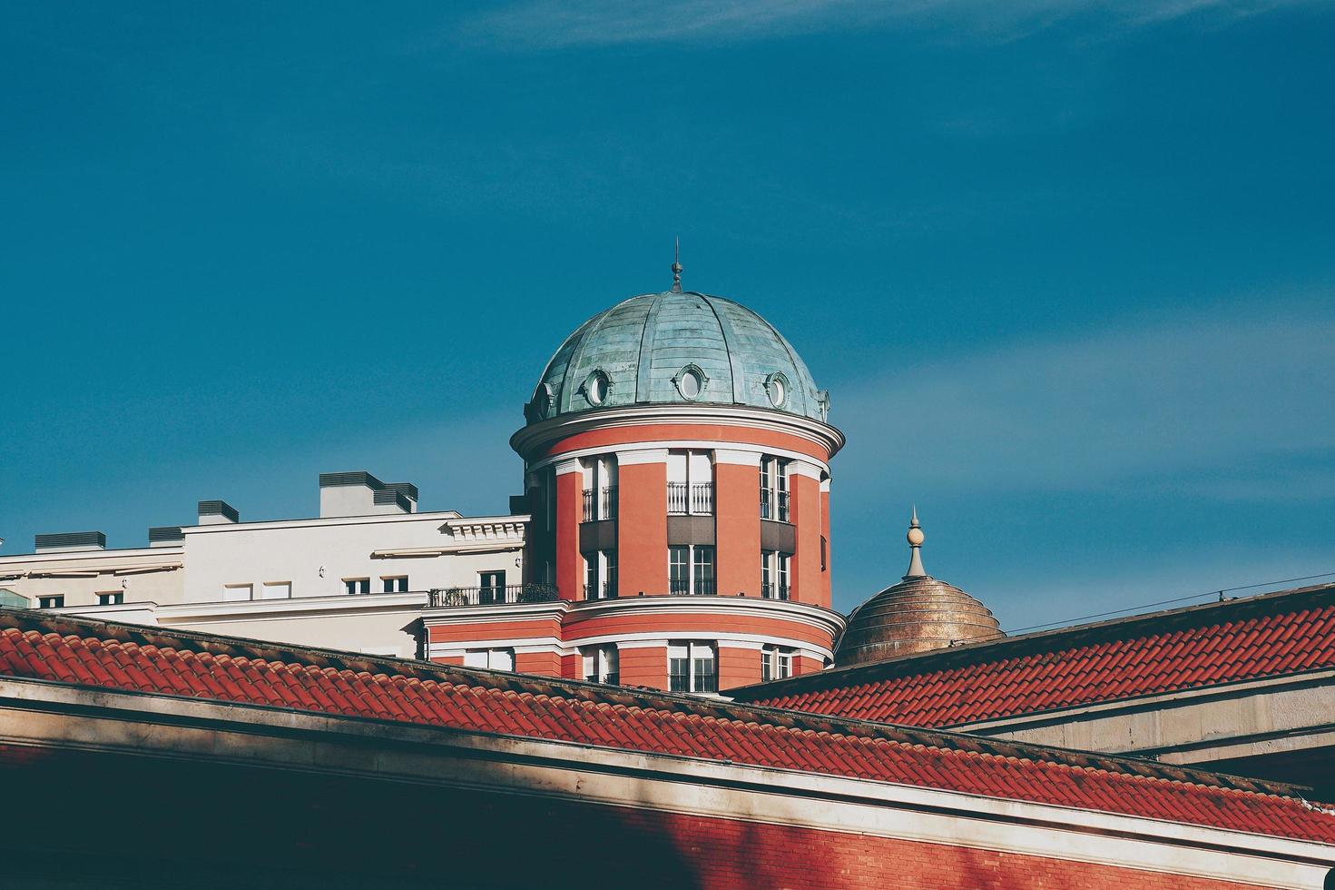 Rooftop building architecture in Bilbao city, Spain photo