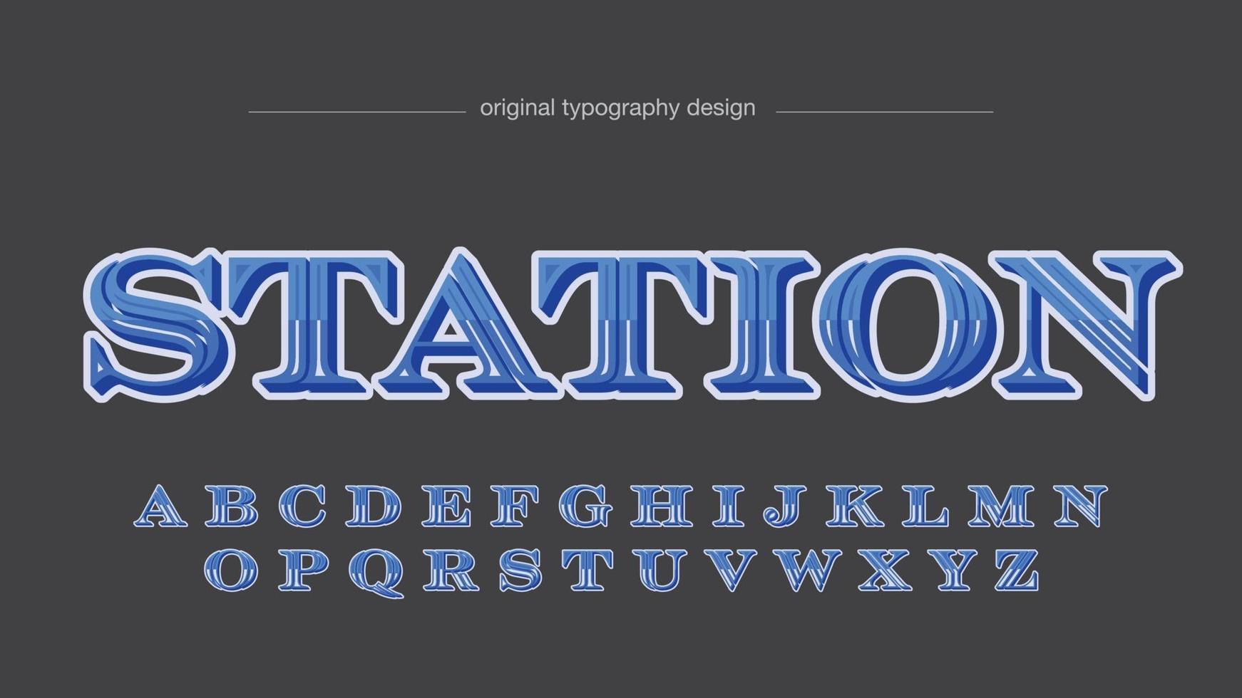 Blue Vintage Slab Serif 3D Isolated Letters for Labels vector