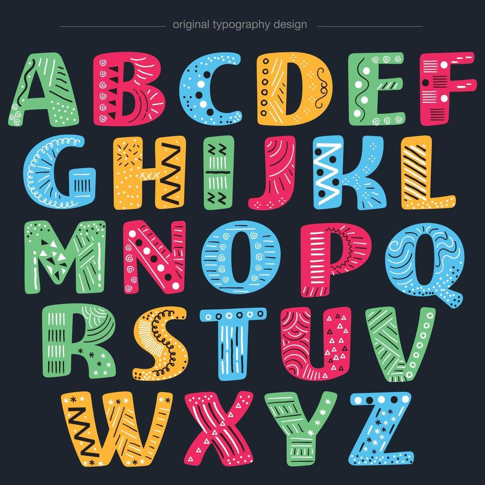 Colorful Ornamental Cartoon Isolated Letters vector