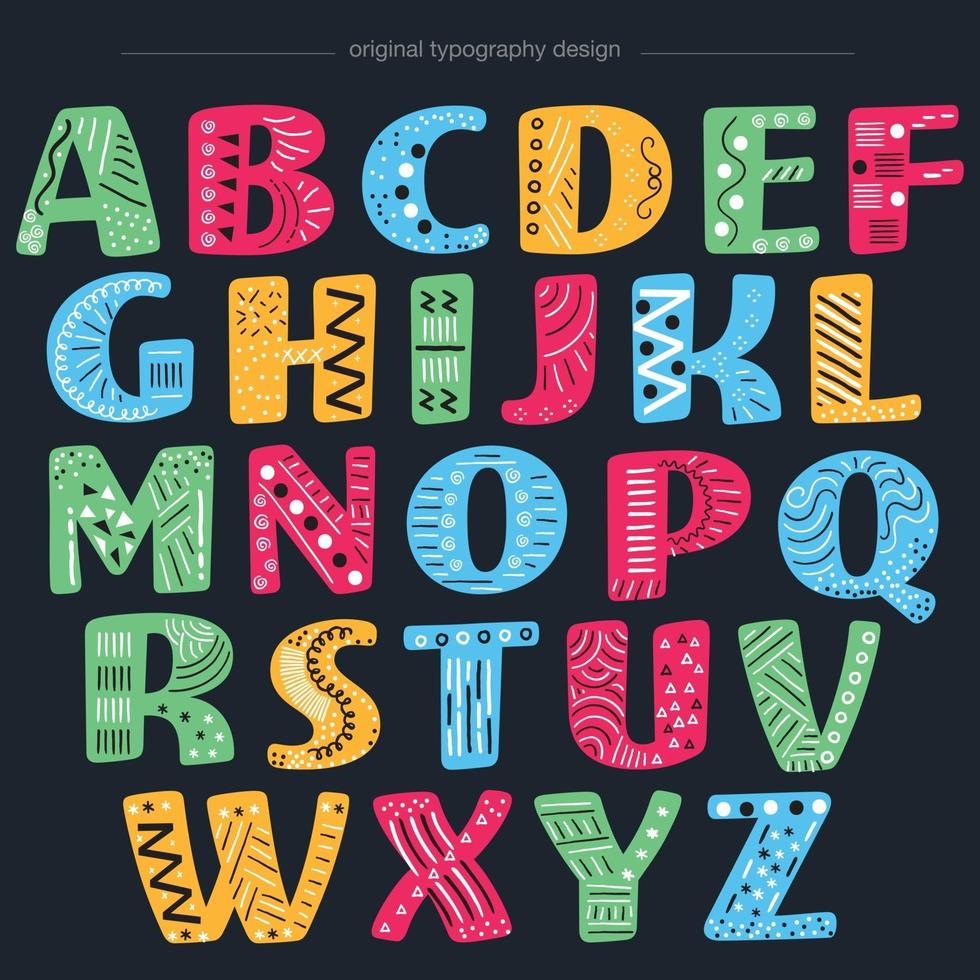 letras aisladas de dibujos animados ornamentales coloridos vector