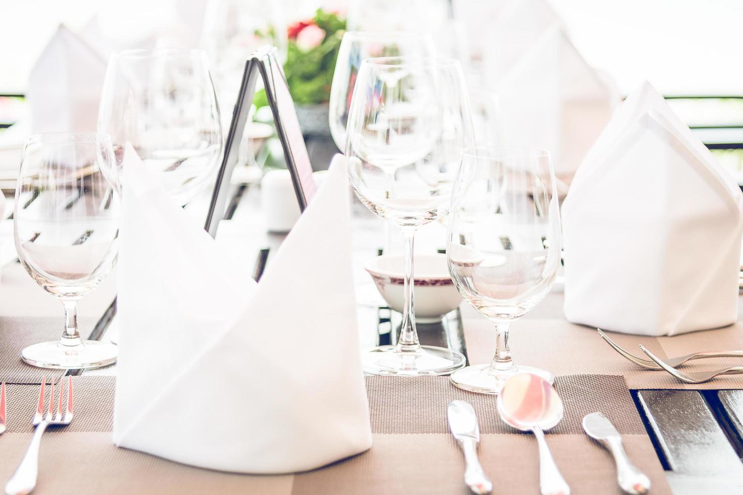 Table dining set in the hotel restaurant photo