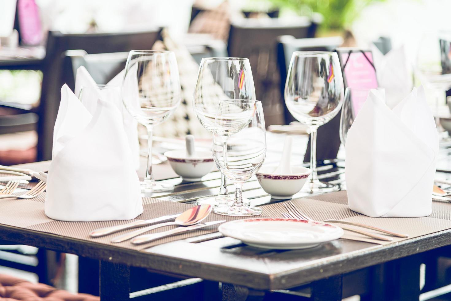 Table dining set in the hotel restaurant photo