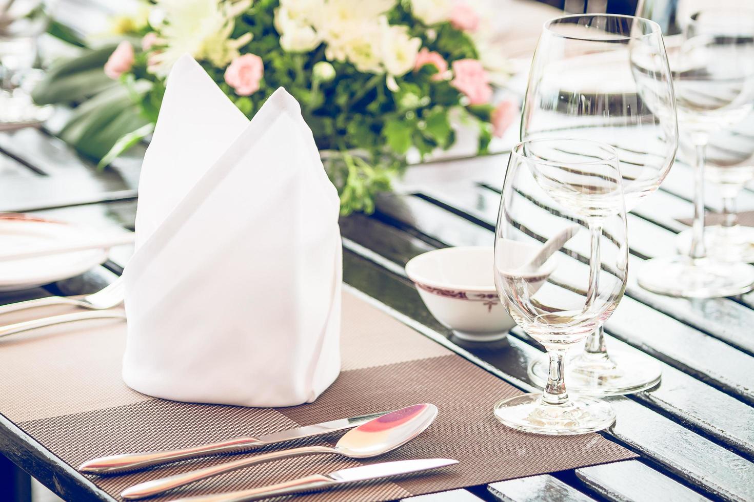 Table dining set in the hotel restaurant photo