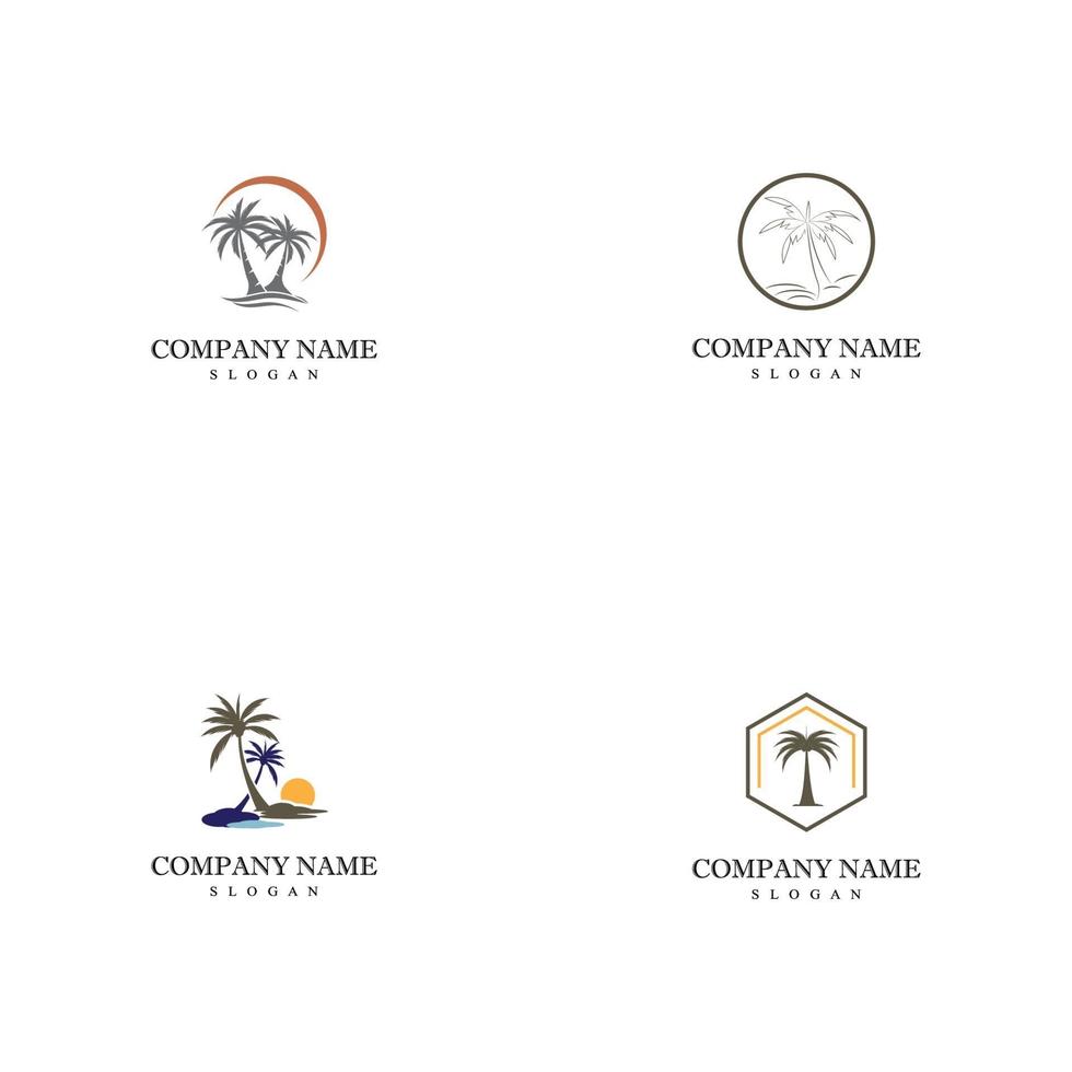 Tropical palm tree logo templates vector