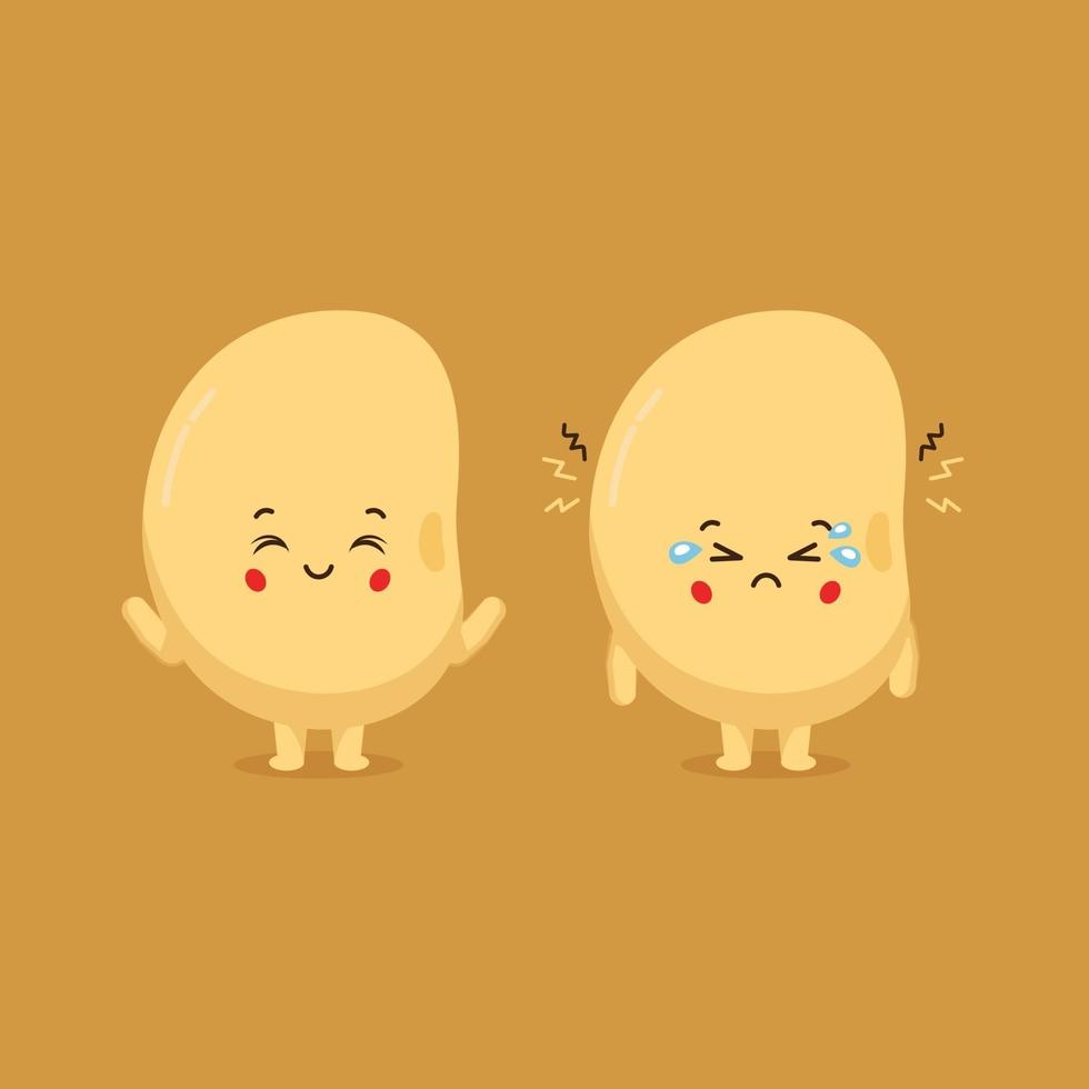 Cute Soy Character Smiling and Sad vector