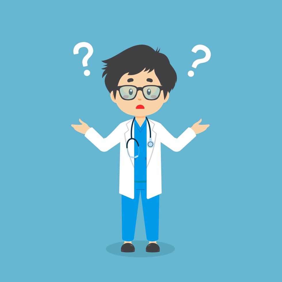 Confused Doctor with Question Marks vector