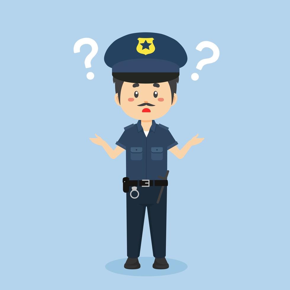 Confused Police man with Question Marks vector