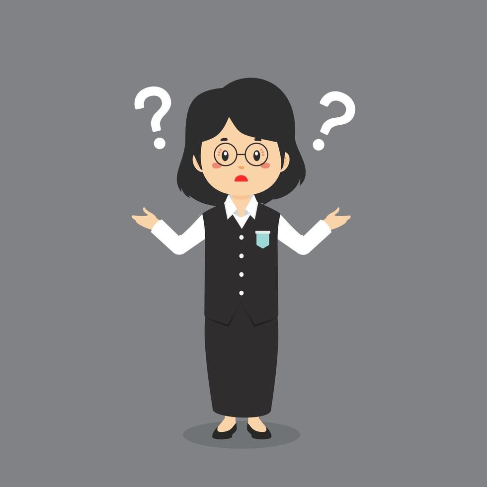 Confused Teacher with Question Marks vector
