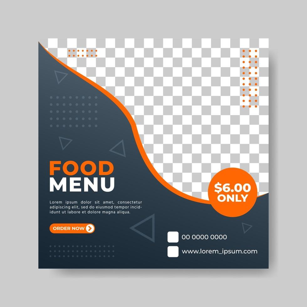 Flyer or social media post template for fast food themed vector