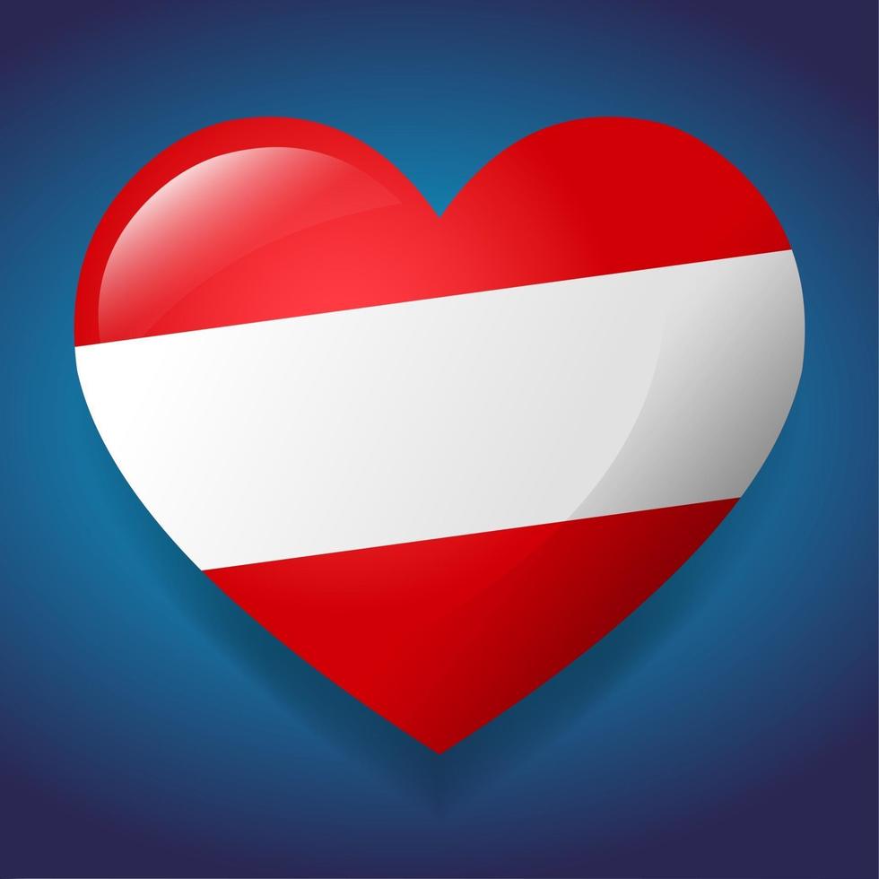 Corazón con la ilustración del símbolo de la bandera de Austria vector
