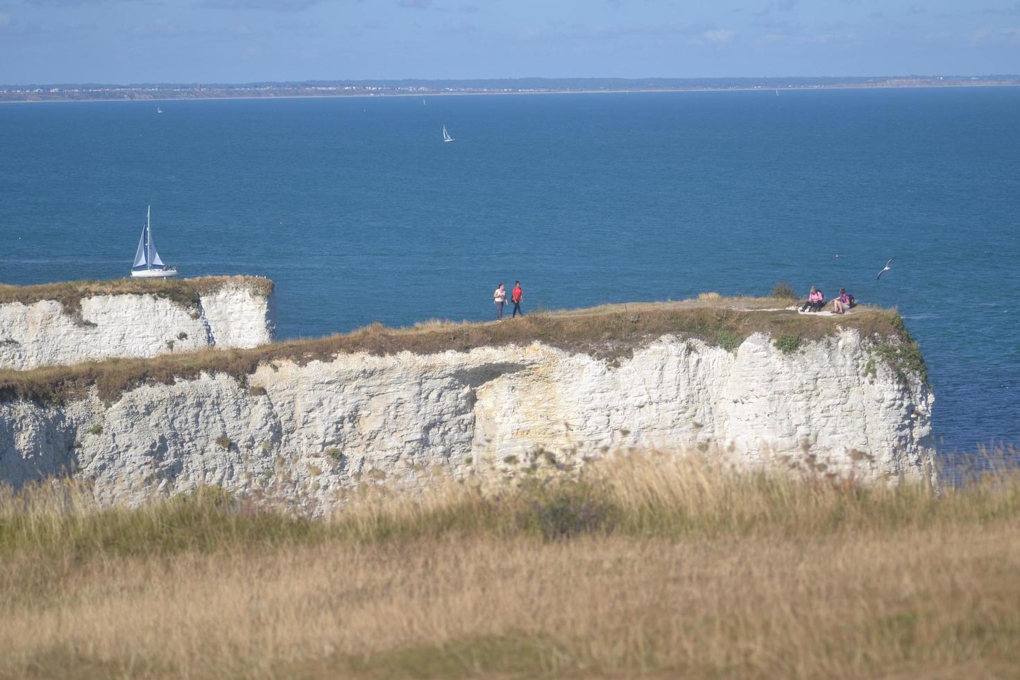 Dorset, England 2018- Old Harry Rocks chalk headland in England photo