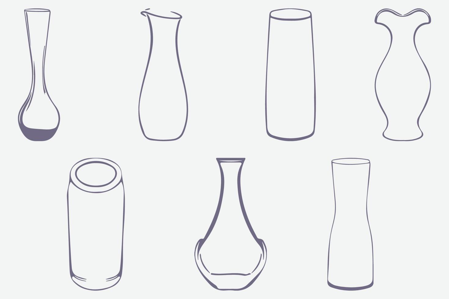 Set of glass vases and bottles vector