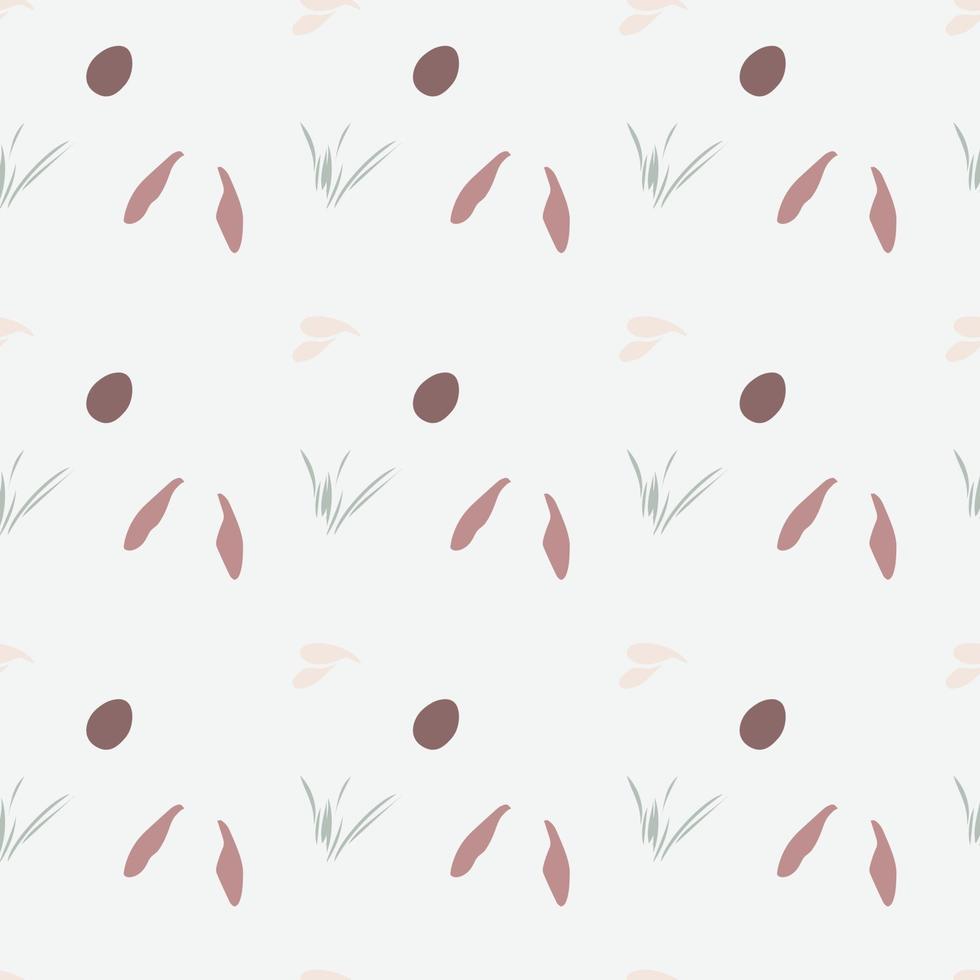Seamless pattern with rabbit, bunny, leaf and flower. vector