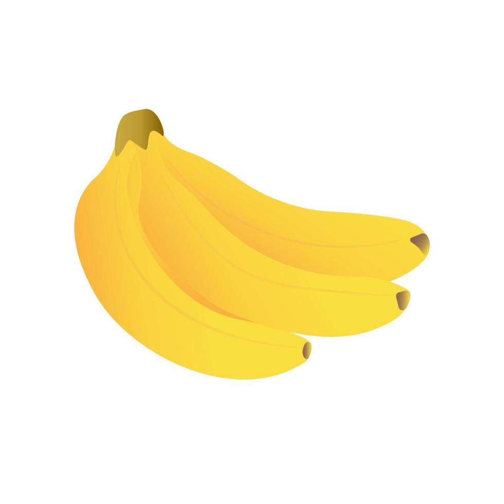 Three yellow bananas isolated on a white background vector