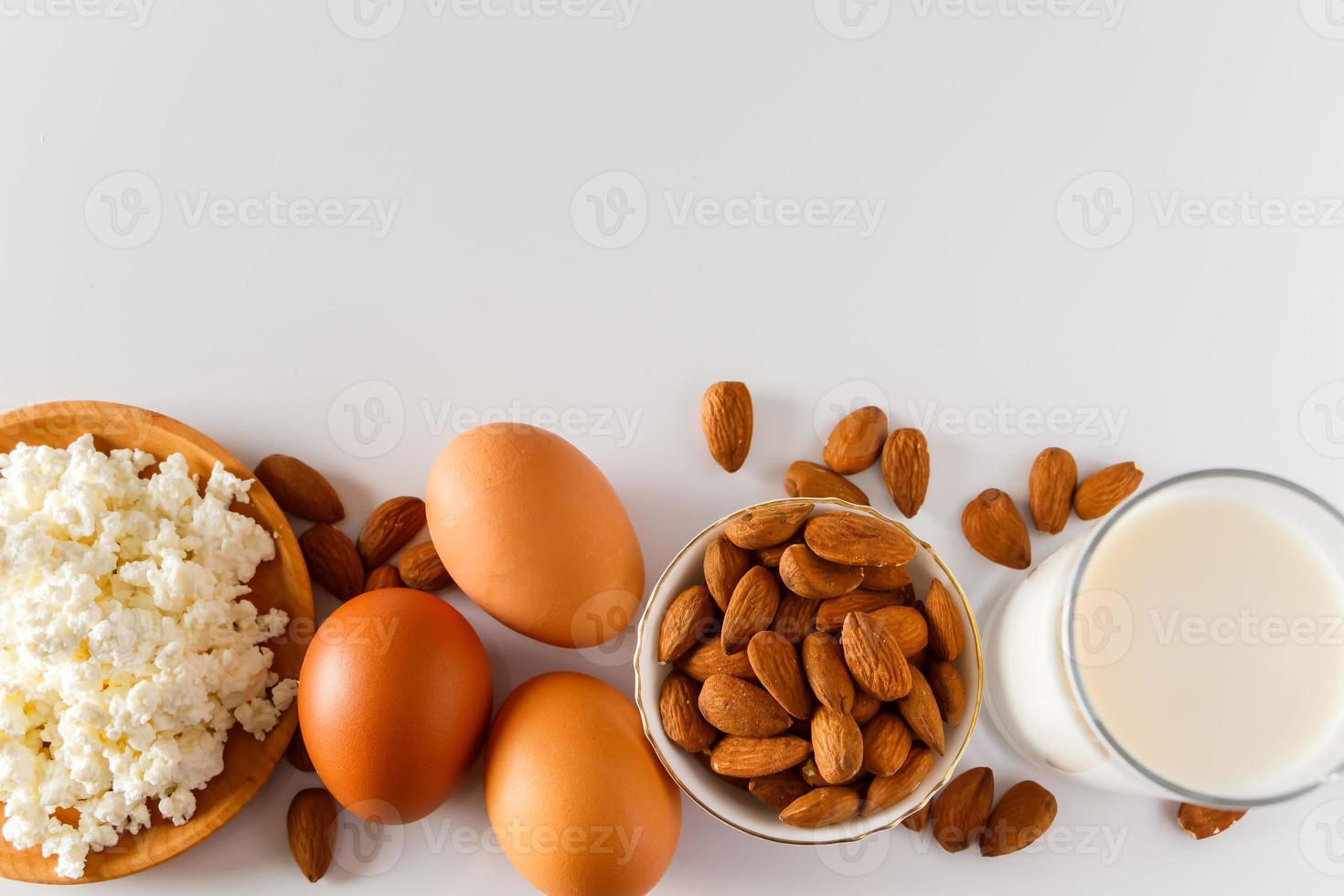 Protein foods on a white background photo