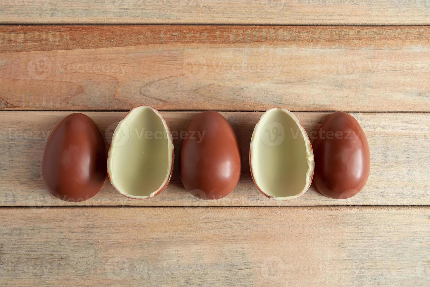 Easter composition of sweet chocolate eggs photo