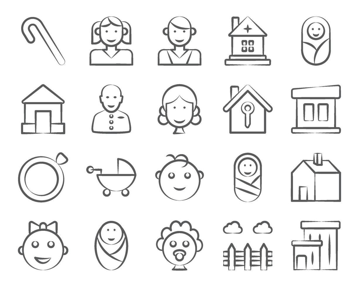 People Living Houses and Kids vector