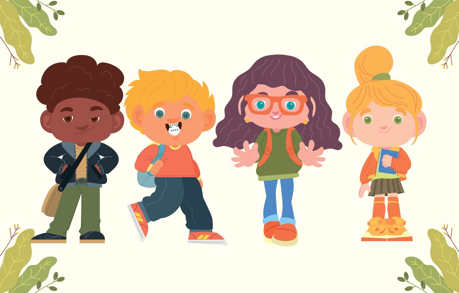 Cute School Kids Character vector