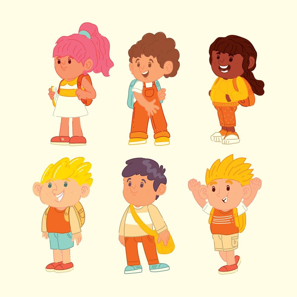 personajes de icono de niños lindos vector