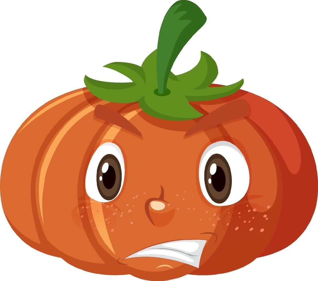 Cute pumpkin cartoon character with scared face expression on white background vector