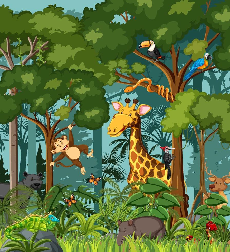 Wild animal cartoon character in the forest scene 2199162 Vector Art at  Vecteezy