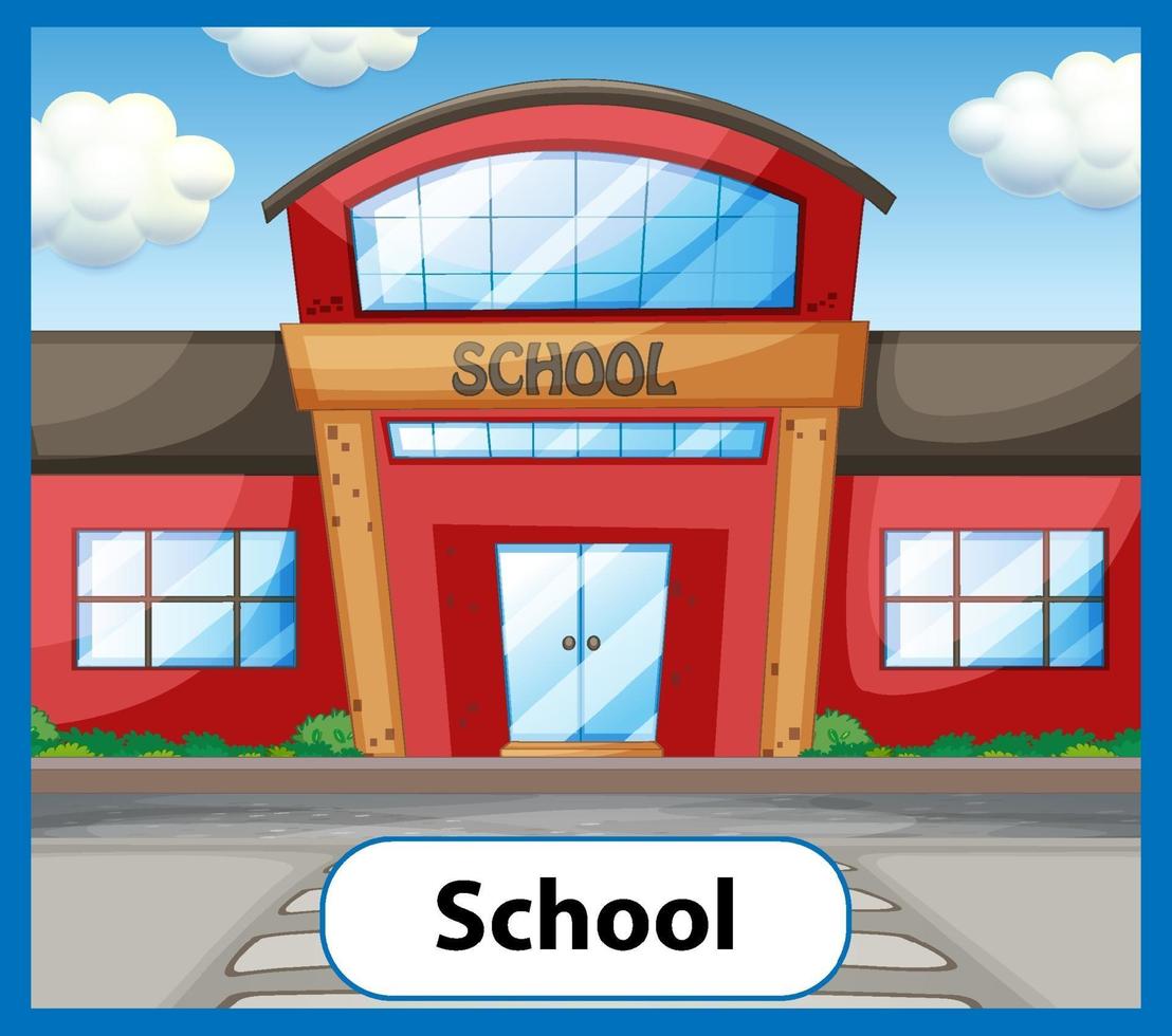 Educational English word card of School vector