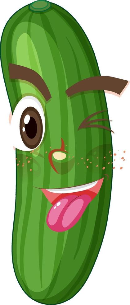 personaje de dibujos animados de pepino con expresión facial vector