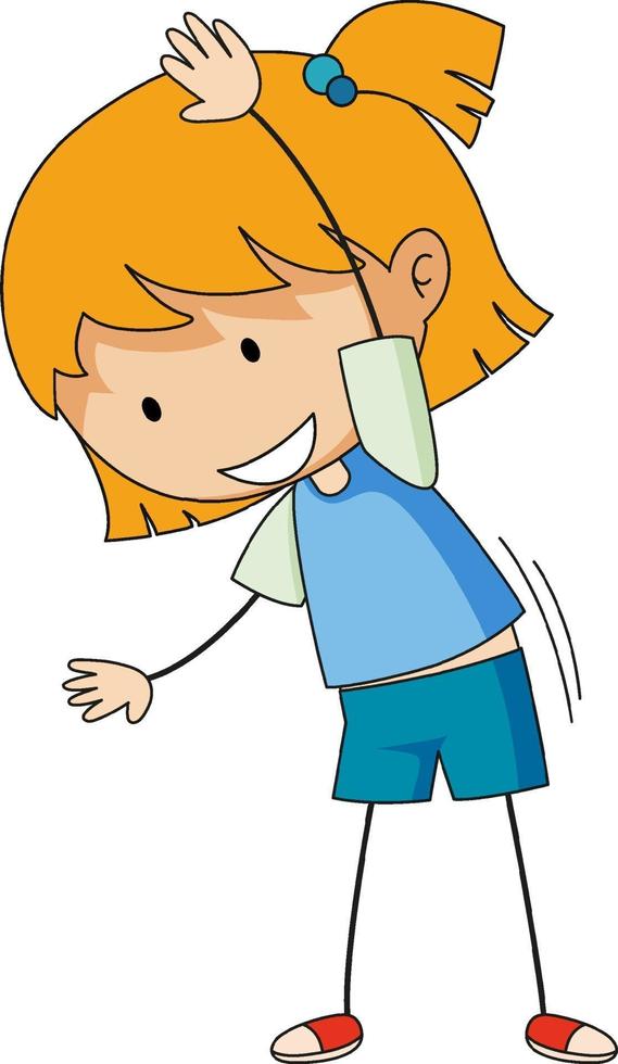 A girl cartoon character in doodle style isolated vector