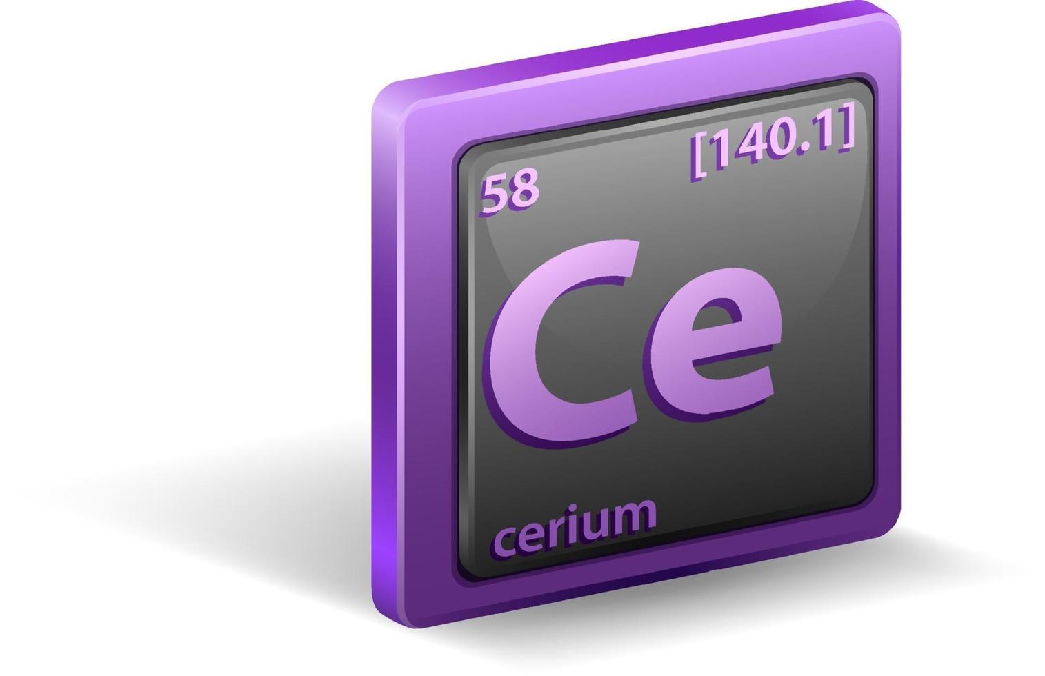 Cerium chemical element. Chemical symbol with atomic number and atomic mass. vector