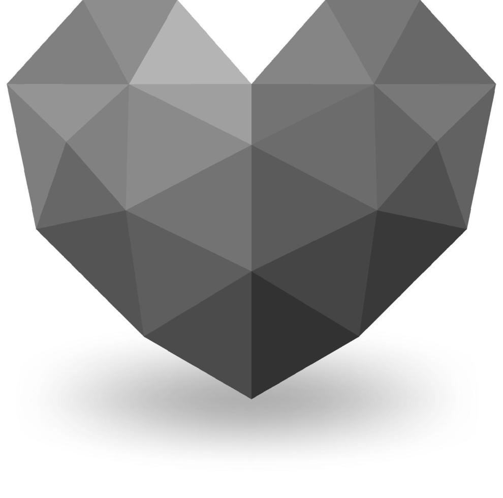 Grey geometric heart isolated vector