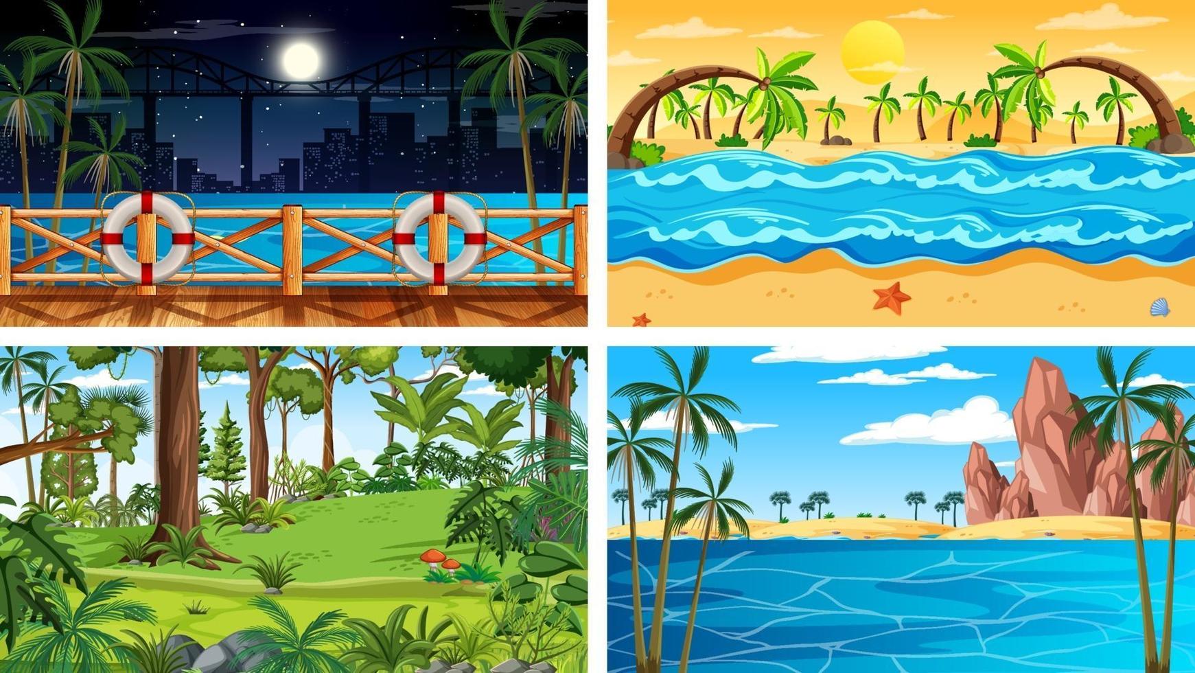 Four different nature horizontal scenes vector