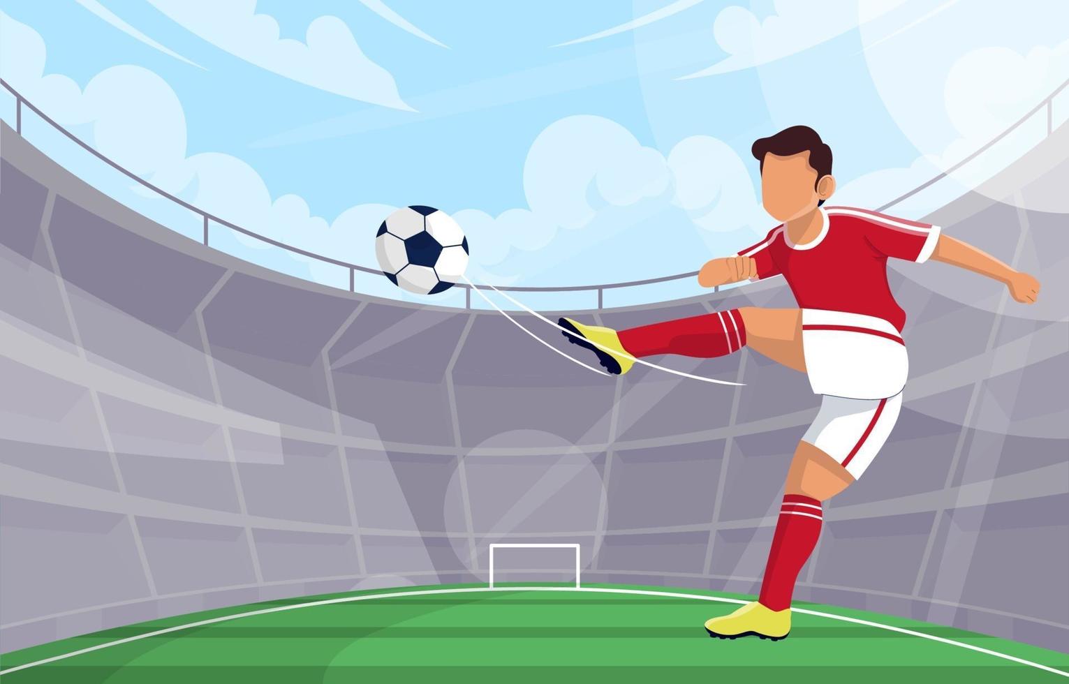 Football Player Kicking Ball at Stadium vector