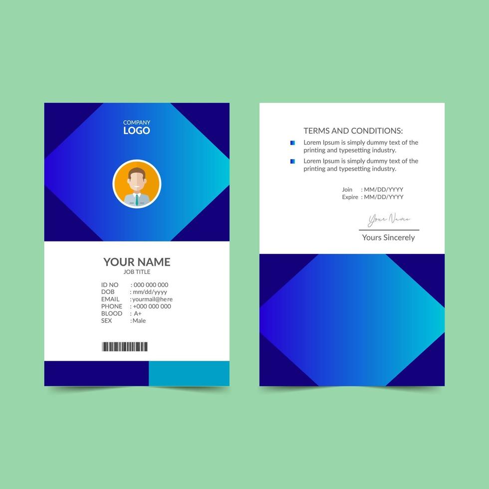 Blue Elegant ID Card Design Template vector