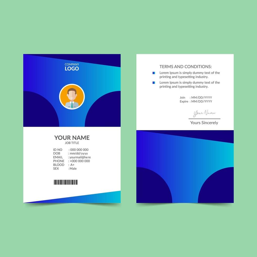 Blue Elegant ID Card Design Template vector