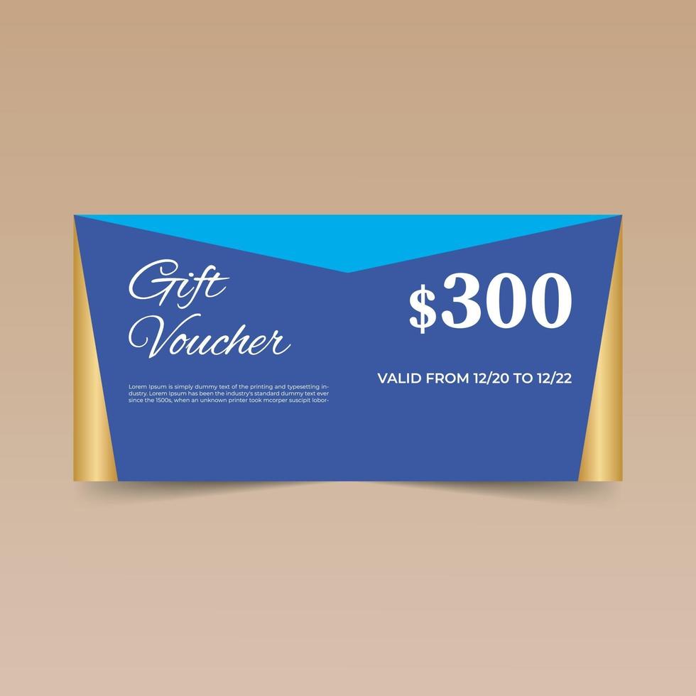 Blue Gift Voucher Design Template vector