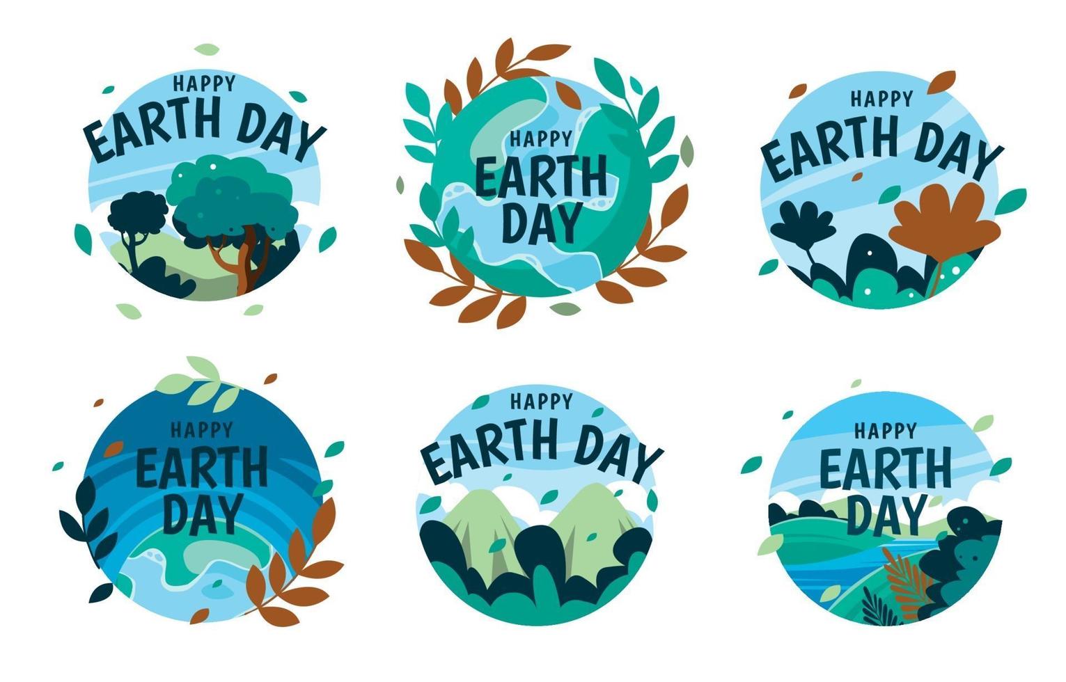 Earth Day Badges Collection vector