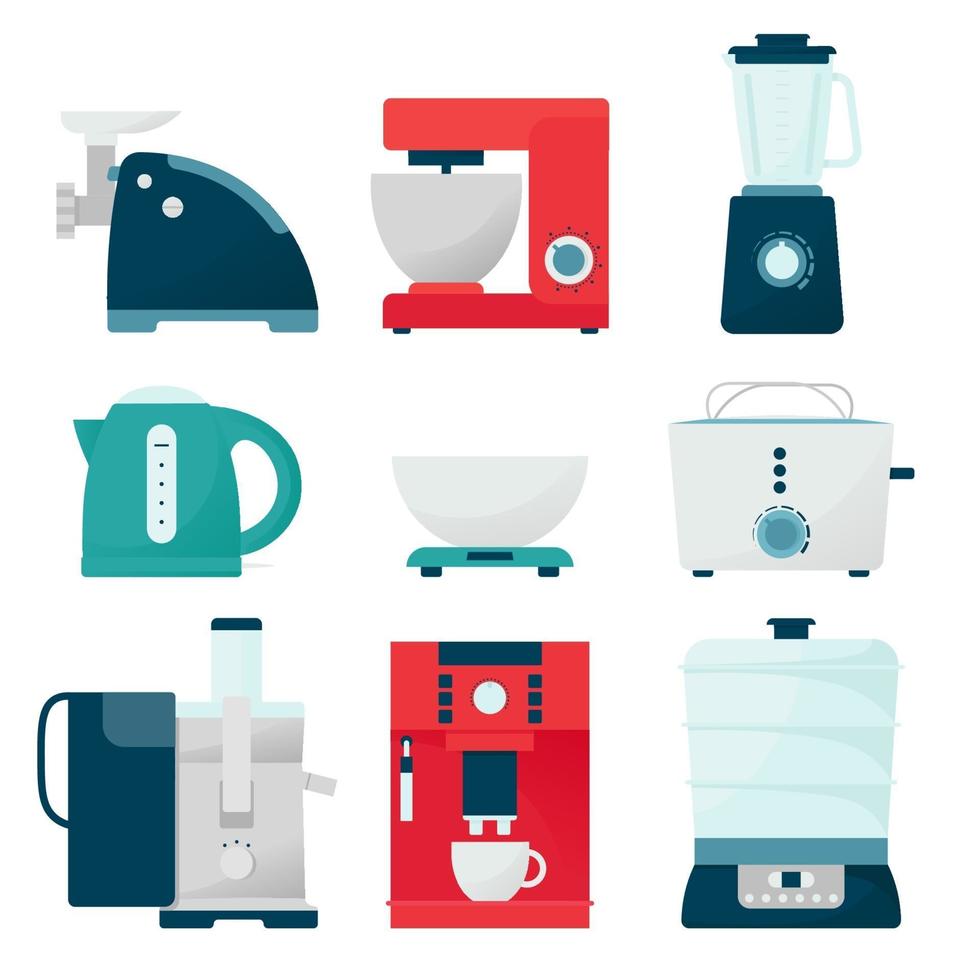 Set of kitchen appliances vector