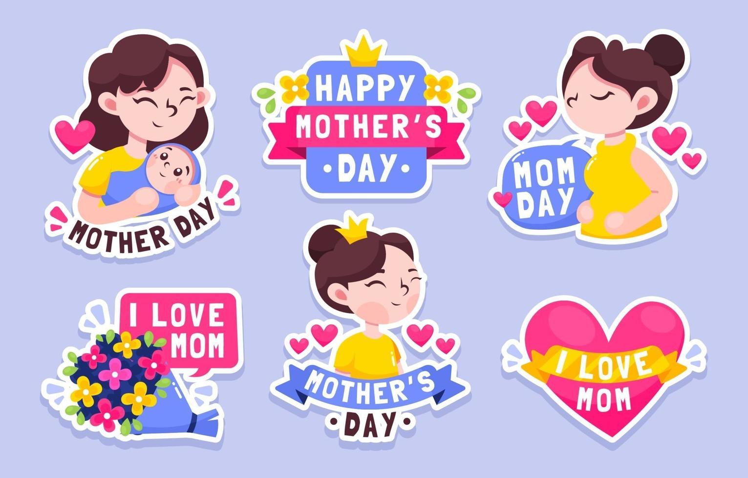 Mothers Day Sticker Collection vector