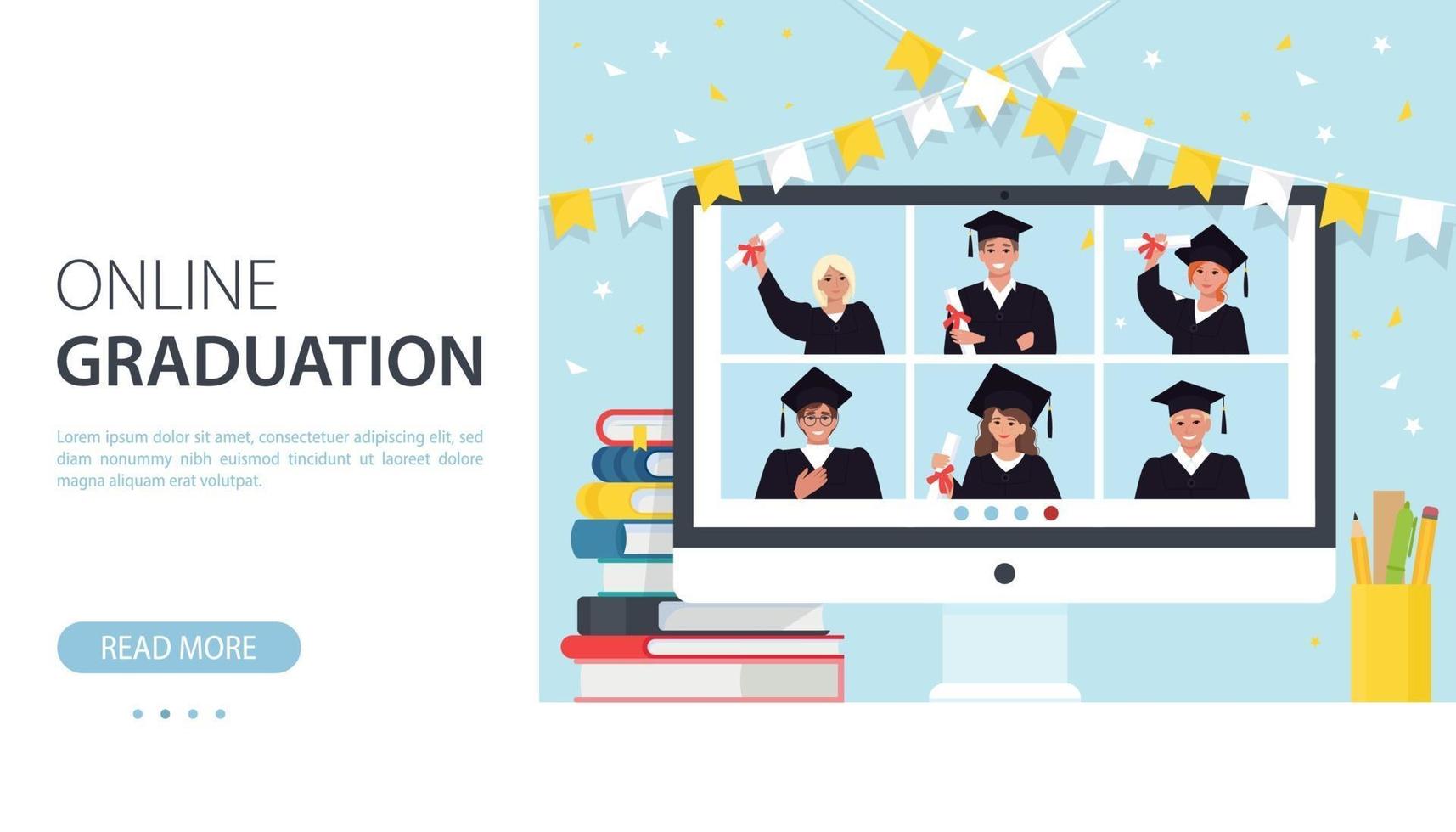 Online graduation banner vector