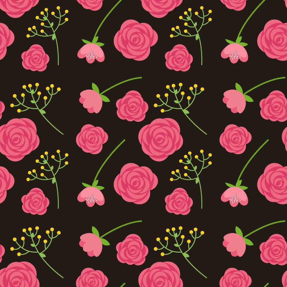 patrón floral sin fisuras con pequeñas rosas rosadas vector