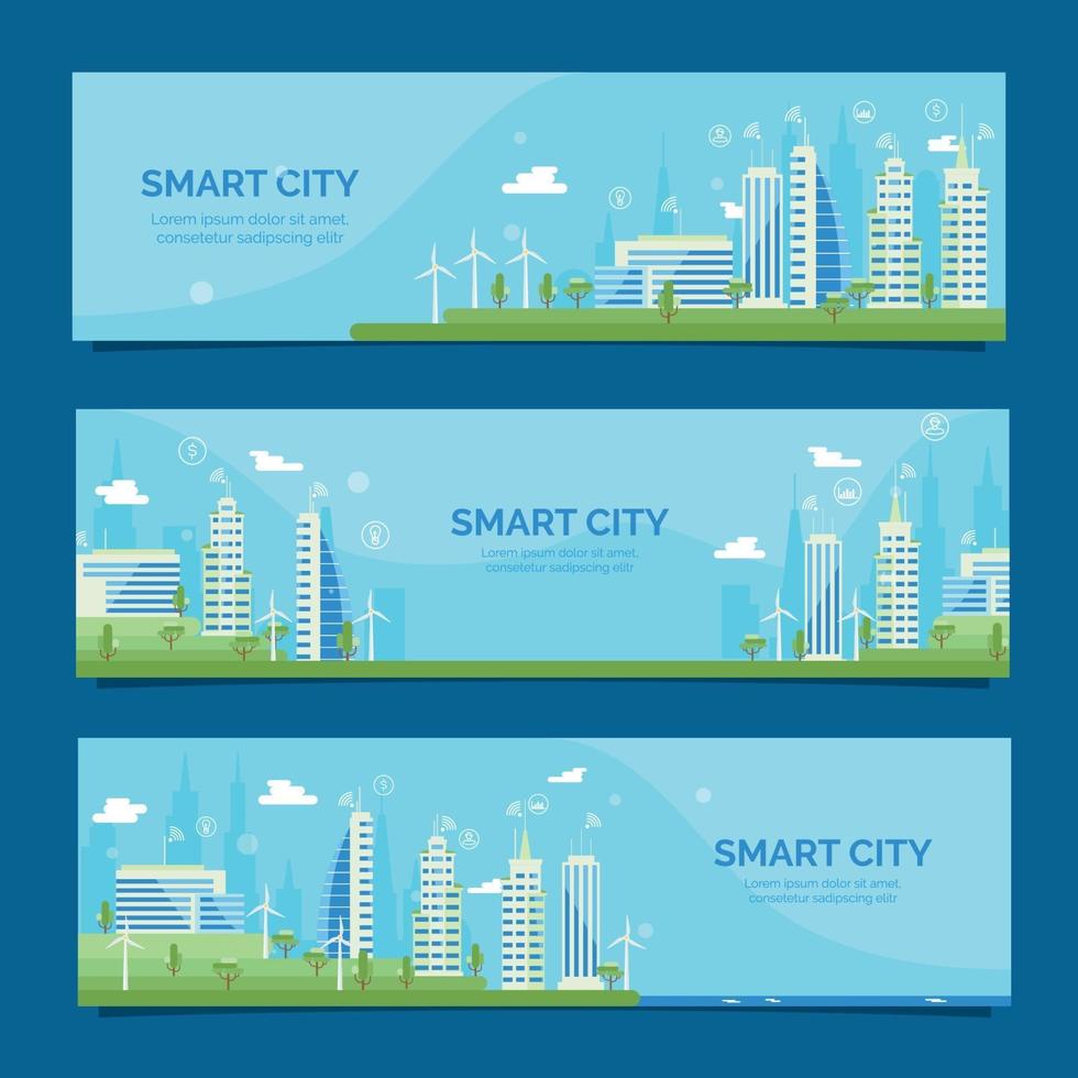 Smart City Banner Collection vector