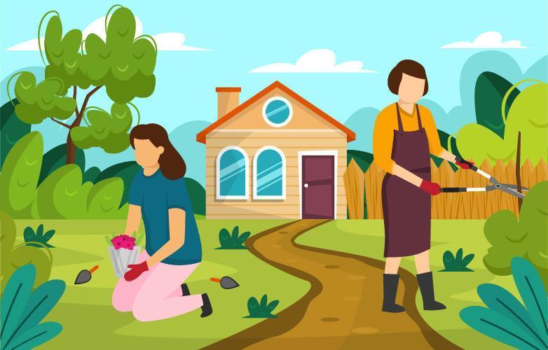 Gardening Design Concept in Front of The House vector
