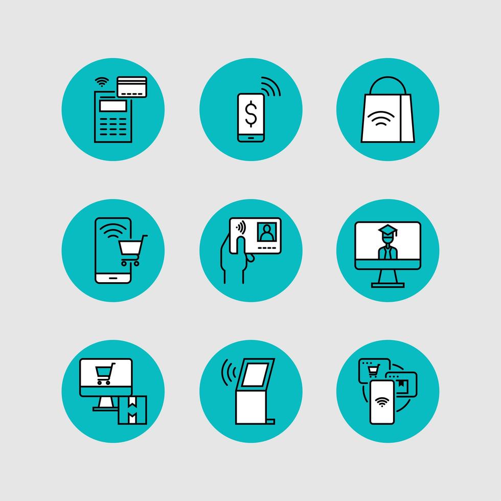 Icon Designs of Contactless Movement for New Normal vector