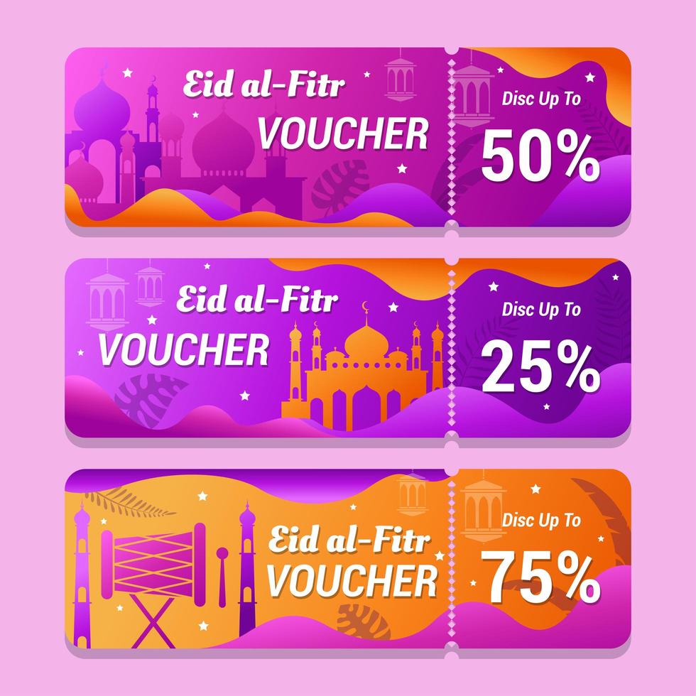 Eid Al-Fitr Promotion Voucher Design Set vector