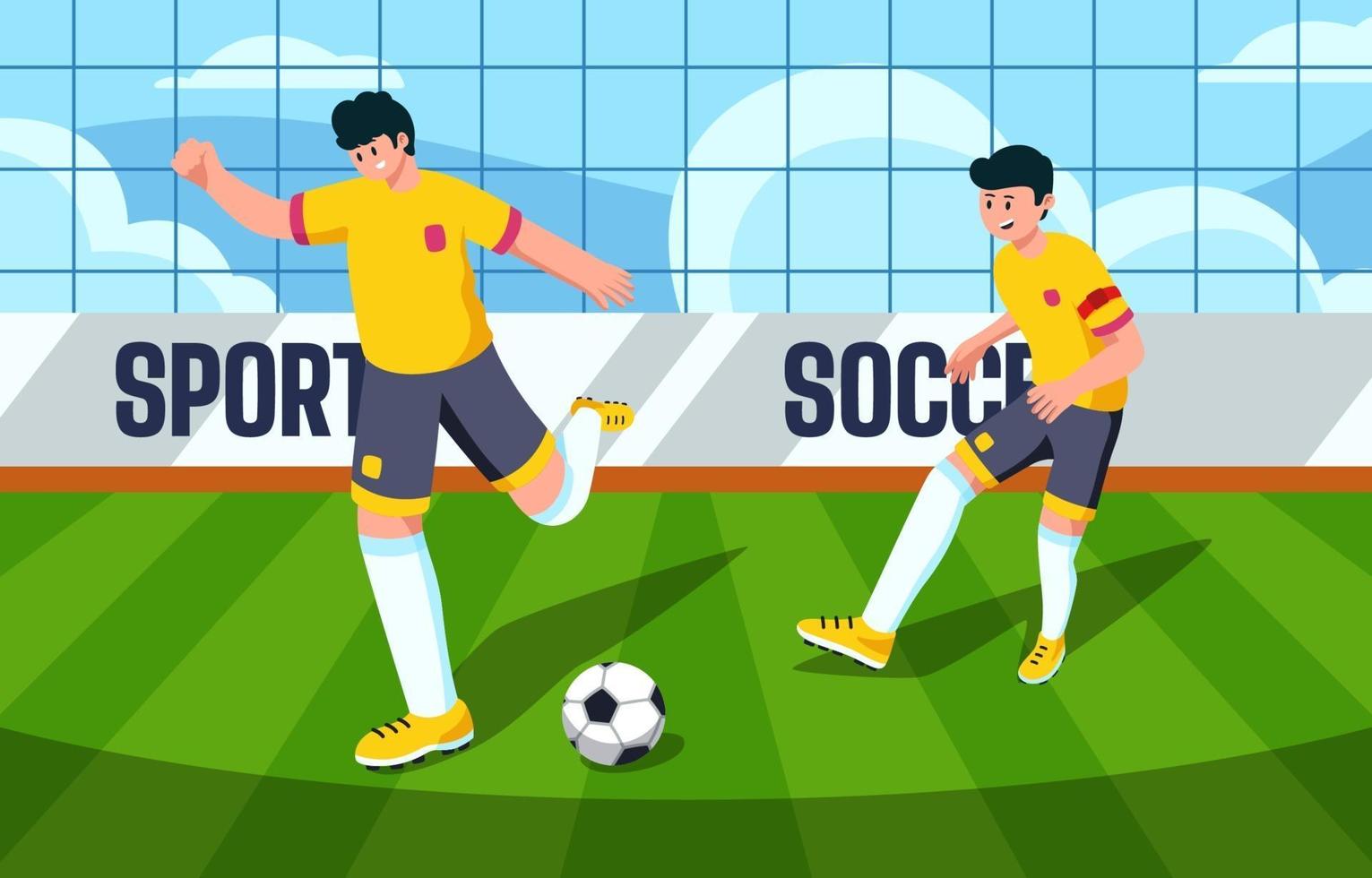 deporte fútbol fútbol en el campo vector