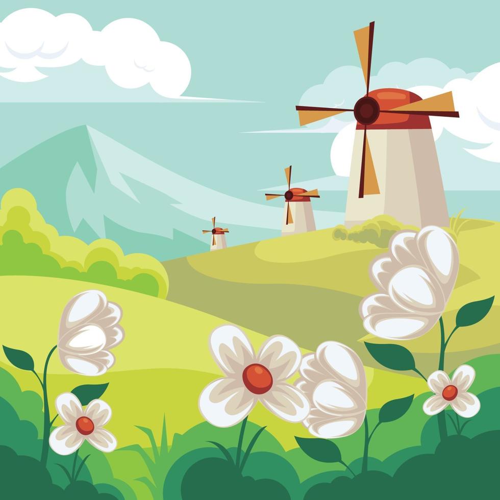 fondo hermoso paisaje de primavera vector